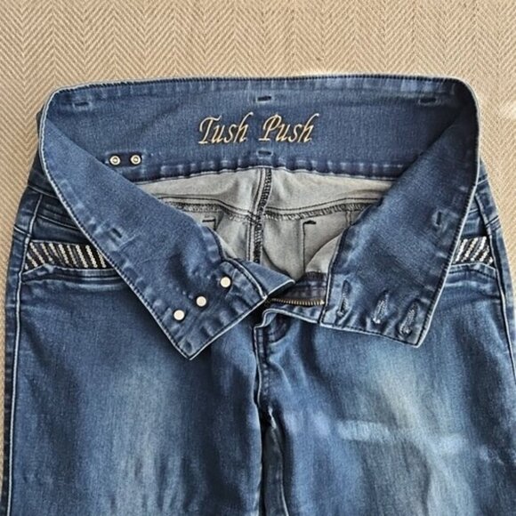 Tush Push Jeans Women's Size 15 (30x31) Rhinestone Sequin Embroidery Stretch - Picture 12 of 16